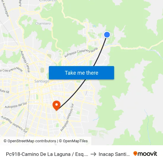 Pc918-Camino De La Laguna / Esq. Camino Del Sol to Inacap Santiago Sur map