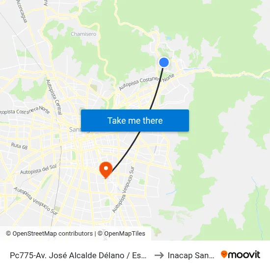 Pc775-Av. José Alcalde Délano / Esq. Manuel Guzmán M. to Inacap Santiago Sur map