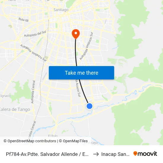 Pf784-Av.Pdte. Salvador Allende / Esq. Juanita De Aguirre to Inacap Santiago Sur map