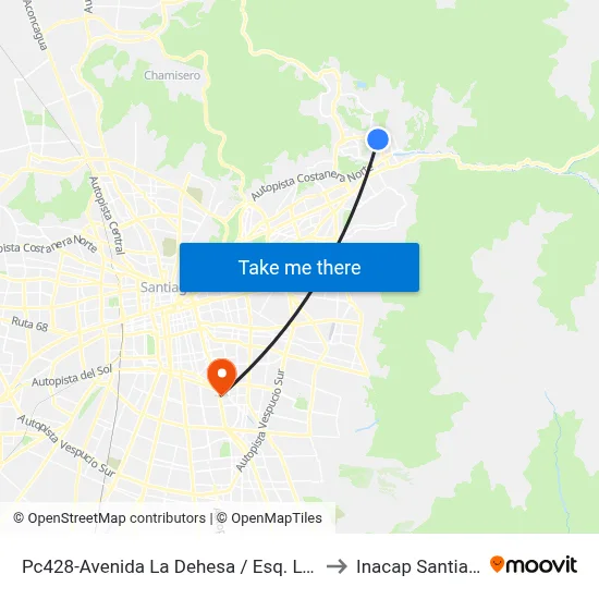 Pc428-Avenida La Dehesa / Esq. Luis Bascuñán to Inacap Santiago Sur map