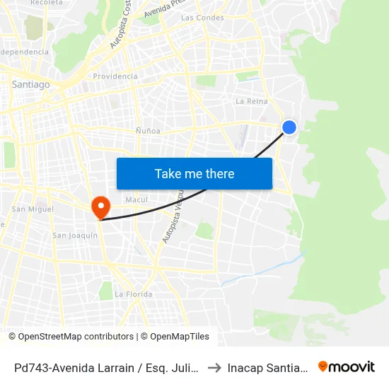 Pd743-Avenida Larrain / Esq. Julia Bernstein to Inacap Santiago Sur map
