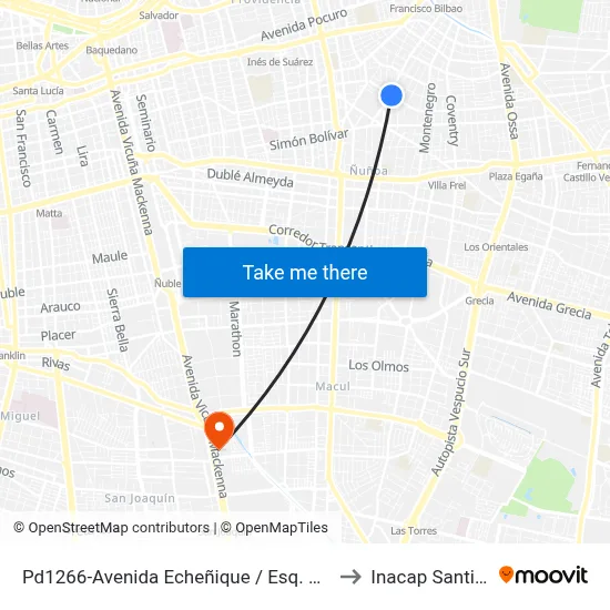Pd1266-Avenida Echeñique / Esq. Av. Eliécer Parada to Inacap Santiago Sur map