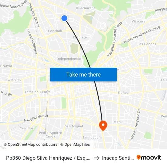 Pb350-Diego Silva Henríquez / Esq. General Gambino to Inacap Santiago Sur map