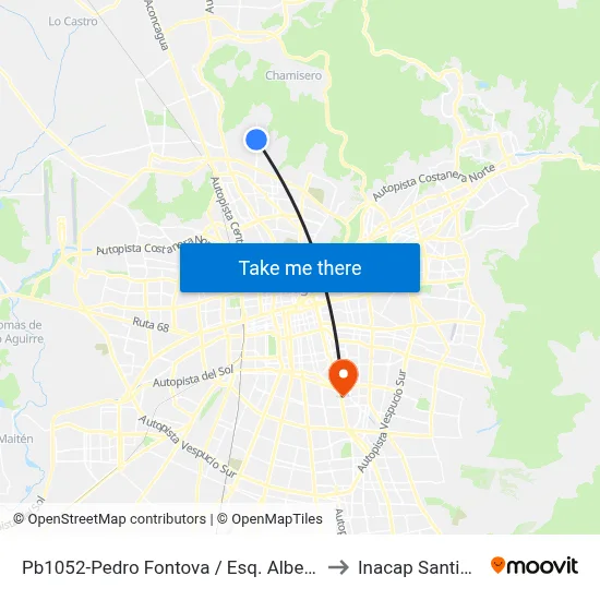 Pb1052-Pedro Fontova / Esq. Alberto Undurraga to Inacap Santiago Sur map