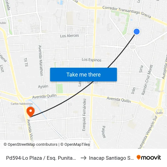 Pd594-Lo Plaza / Esq. Punitaqui to Inacap Santiago Sur map