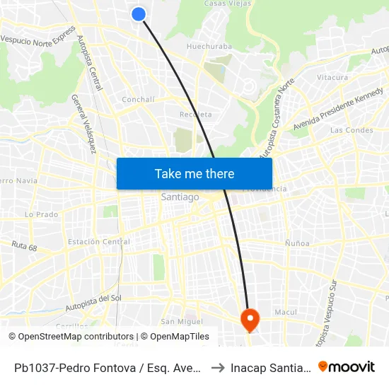Pb1037-Pedro Fontova / Esq. Avenida El Sauce to Inacap Santiago Sur map