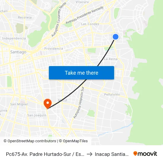 Pc675-Av. Padre Hurtado-Sur / Esq. Patricia to Inacap Santiago Sur map
