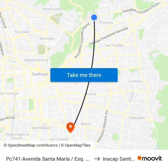 Pc741-Avenida Santa María / Esq. Cam. Club De Polo to Inacap Santiago Sur map