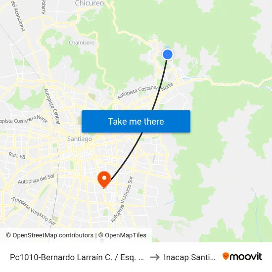 Pc1010-Bernardo Larraín C. / Esq. Los Queltehues to Inacap Santiago Sur map