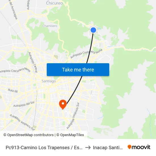 Pc913-Camino Los Trapenses / Esq. La Represa to Inacap Santiago Sur map