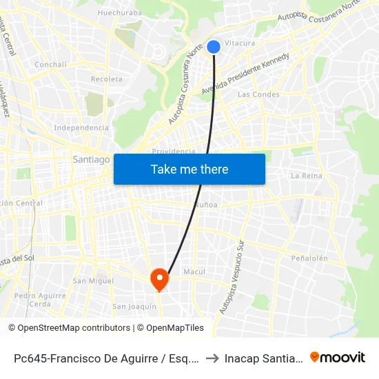 Pc645-Francisco De Aguirre / Esq. Luis Carrera to Inacap Santiago Sur map