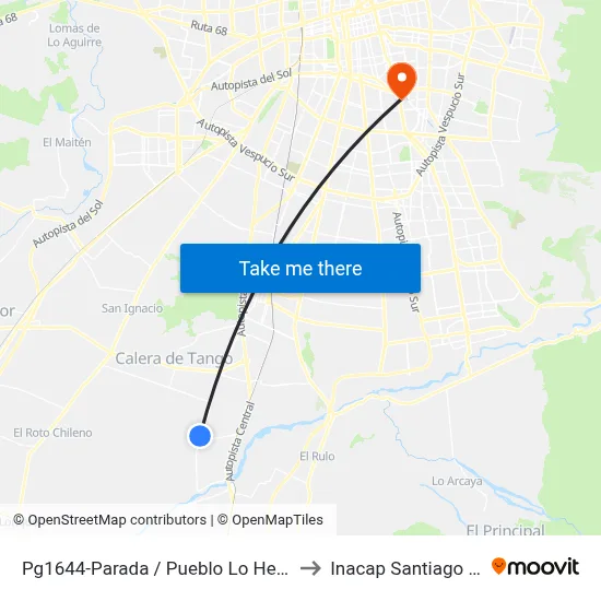 Pg1644-Parada / Pueblo Lo Herrera to Inacap Santiago Sur map