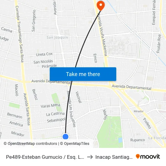 Pe489-Esteban Gumucio / Esq. La Serena to Inacap Santiago Sur map