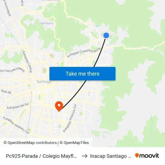 Pc925-Parada / Colegio Mayflower to Inacap Santiago Sur map