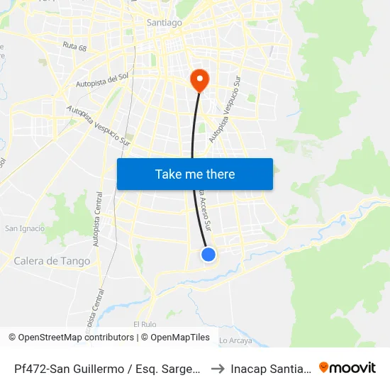 Pf472-San Guillermo / Esq. Sargento Menadier to Inacap Santiago Sur map