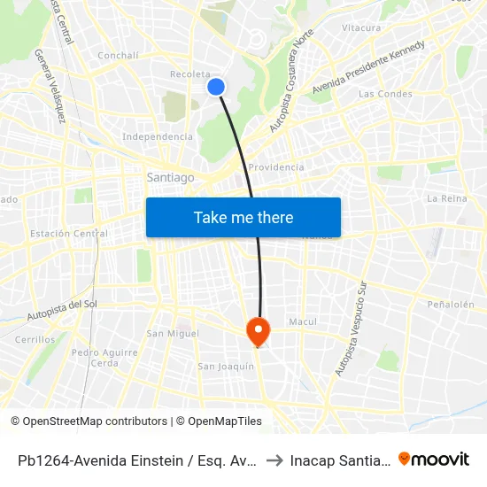 Pb1264-Avenida Einstein / Esq. Avenida El Salto to Inacap Santiago Sur map