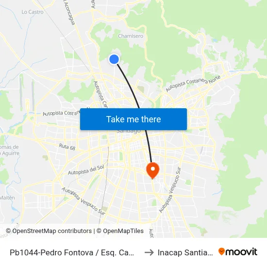 Pb1044-Pedro Fontova / Esq. Camino El Roble to Inacap Santiago Sur map