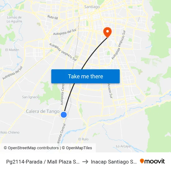 Pg2114-Parada  / Mall Plaza Sur to Inacap Santiago Sur map