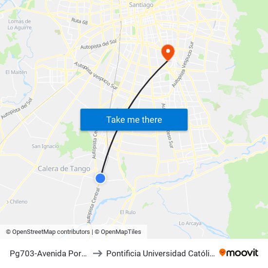 Pg703-Avenida Portales / Esq. Regina Gálvez to Pontificia Universidad Católica De Chile - Campus San Joaquín map