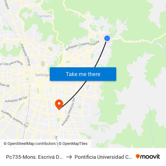 Pc735-Mons. Escrivá De Balaguer / Esq. Escrivá De Balaguer to Pontificia Universidad Católica De Chile - Campus San Joaquín map
