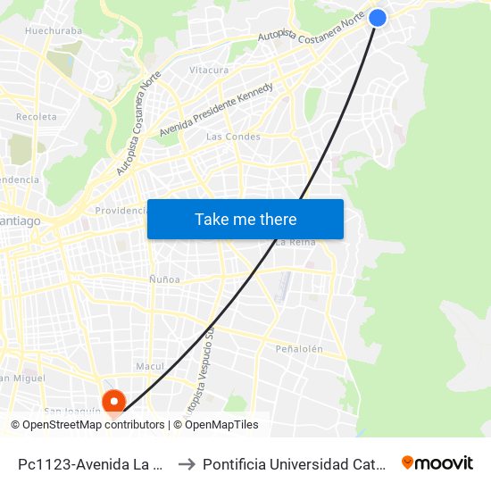 Pc1123-Avenida La Dehesa / Esq. Av. Las Condes to Pontificia Universidad Católica De Chile - Campus San Joaquín map