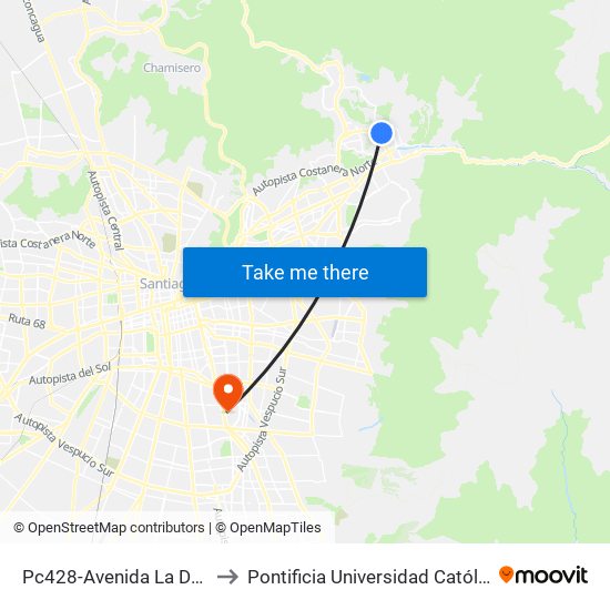 Pc428-Avenida La Dehesa / Esq. Luis Bascuñán to Pontificia Universidad Católica De Chile - Campus San Joaquín map