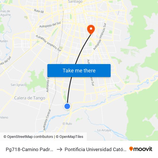 Pg718-Camino Padre Hurtado / Esq. San Adolfo to Pontificia Universidad Católica De Chile - Campus San Joaquín map