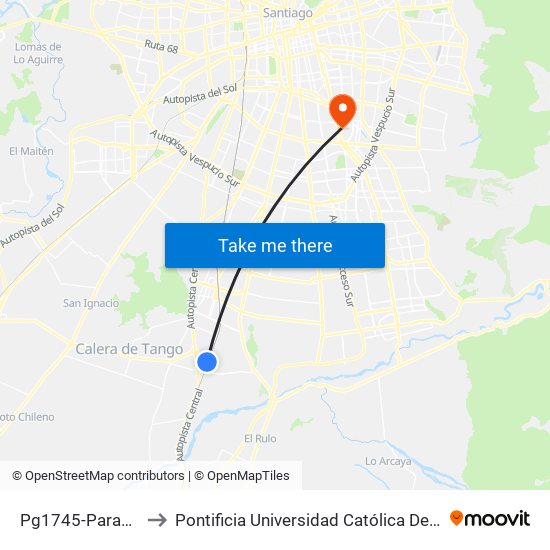 Pg1745-Parada 2 / Est.Nos to Pontificia Universidad Católica De Chile - Campus San Joaquín map