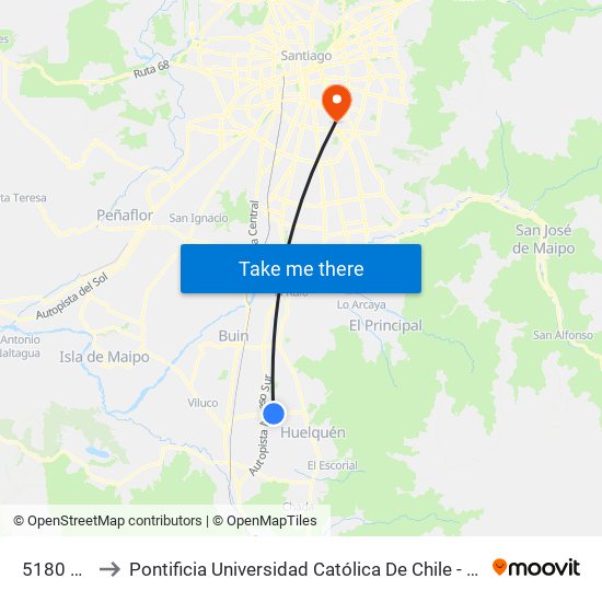 5180 G-531 to Pontificia Universidad Católica De Chile - Campus San Joaquín map