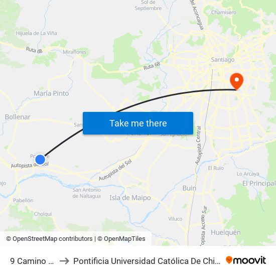 9 Camino El Marco to Pontificia Universidad Católica De Chile - Campus San Joaquín map