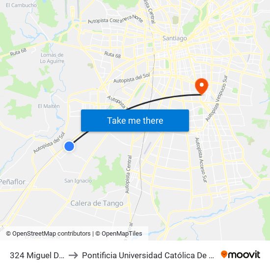 324 Miguel De Cervantes to Pontificia Universidad Católica De Chile - Campus San Joaquín map
