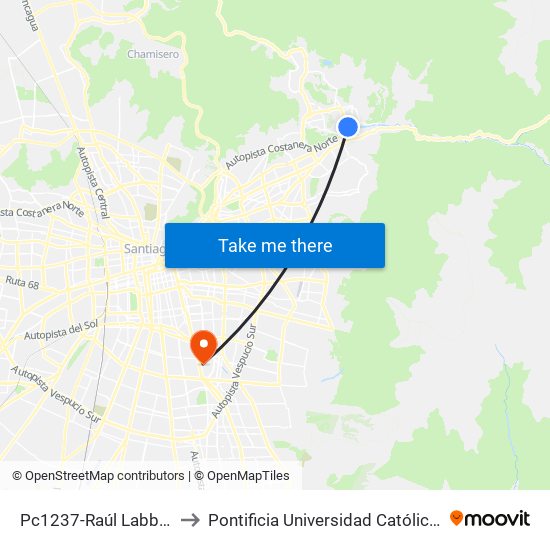 Pc1237-Raúl Labbé / Esq. Av. La Dehesa to Pontificia Universidad Católica De Chile - Campus San Joaquín map