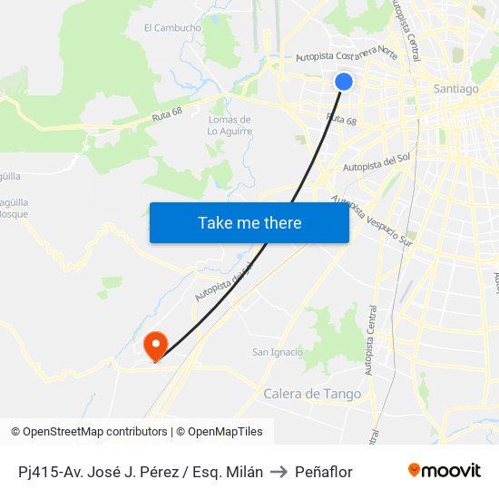 Pj415-Av. José J. Pérez / Esq. Milán to Peñaflor map