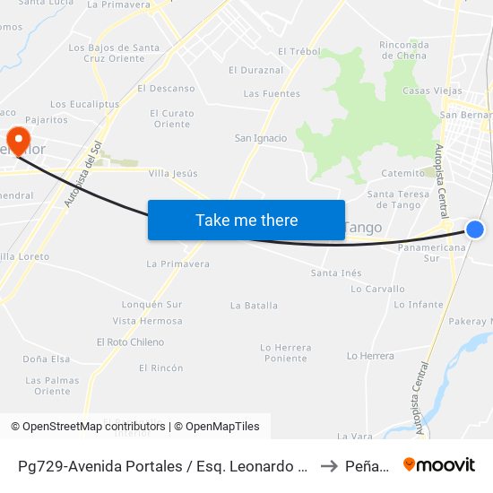 Pg729-Avenida Portales / Esq. Leonardo Da Vinci to Peñaflor map