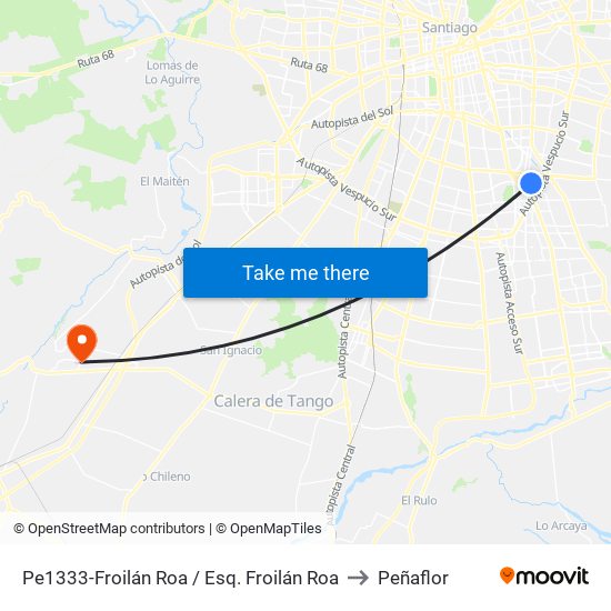 Pe1333-Froilán Roa / Esq. Froilán Roa to Peñaflor map