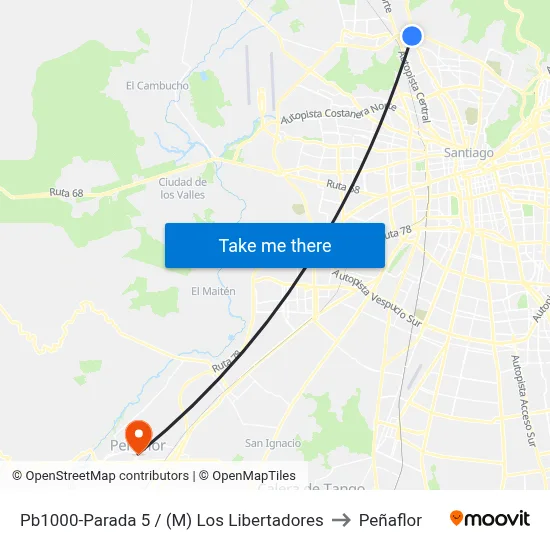 Pb1000-Parada 5 / (M) Los Libertadores to Peñaflor map