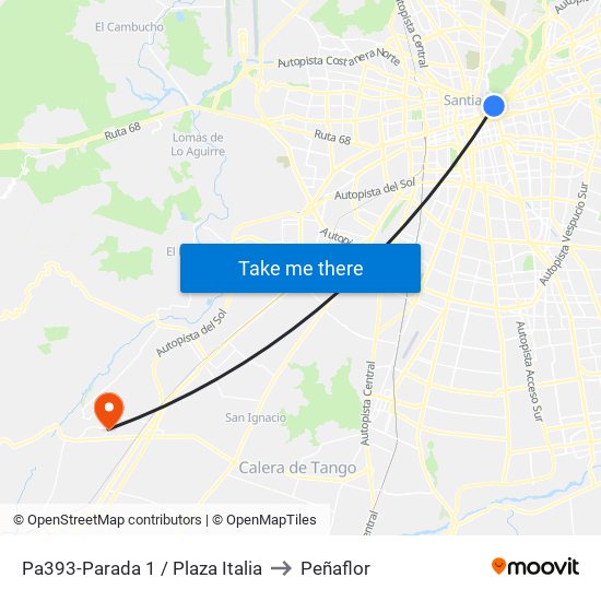 Pa393-Parada 1 / Plaza Italia to Peñaflor map