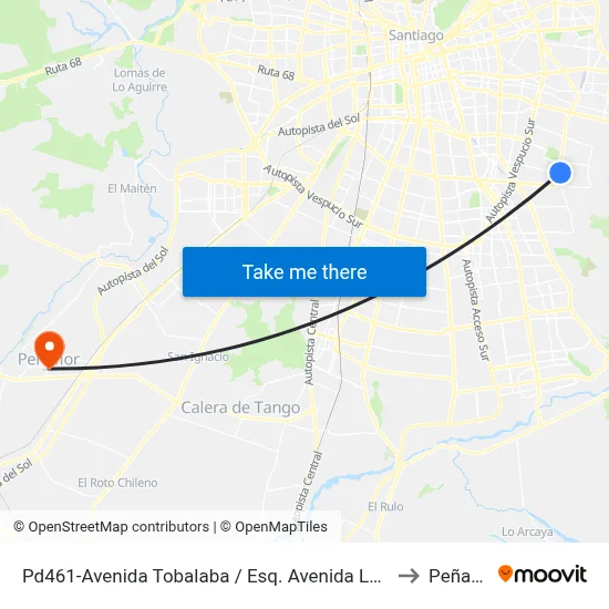 Pd461-Avenida Tobalaba / Esq. Avenida Las Torres to Peñaflor map