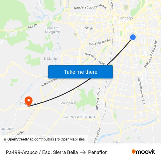 Pa499-Arauco / Esq. Sierra Bella to Peñaflor map