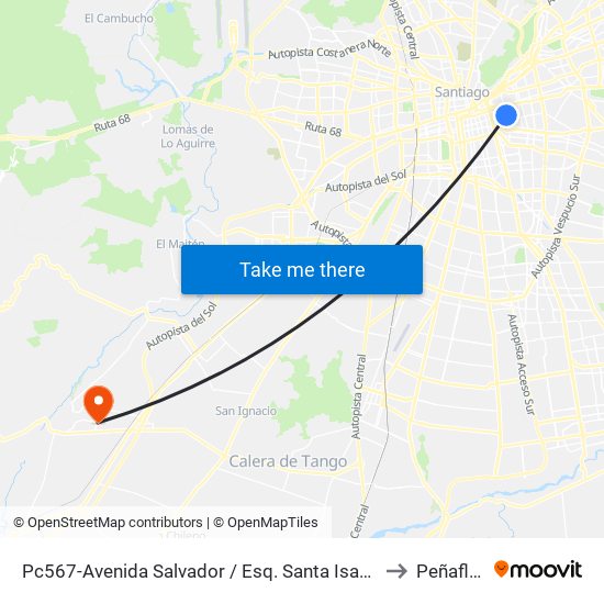 Pc567-Avenida Salvador / Esq. Santa Isabel to Peñaflor map