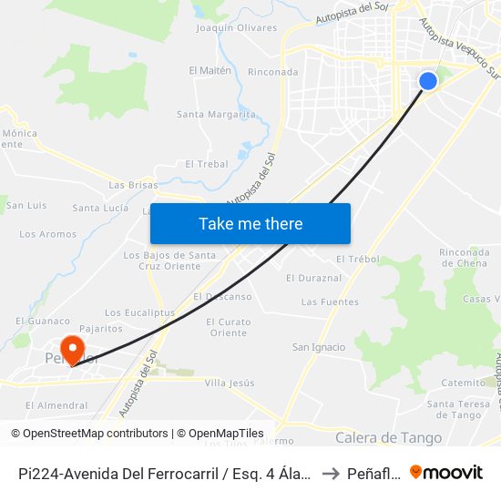 Pi224-Avenida Del Ferrocarril / Esq. 4 Álamos to Peñaflor map