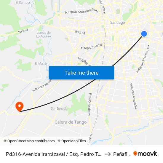 Pd316-Avenida Irarrázaval / Esq. Pedro Torres to Peñaflor map