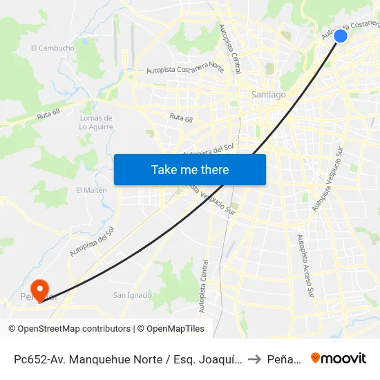 Pc652-Av. Manquehue Norte / Esq. Joaquín Cerda to Peñaflor map