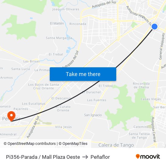 Pi356-Parada / Mall Plaza Oeste to Peñaflor map