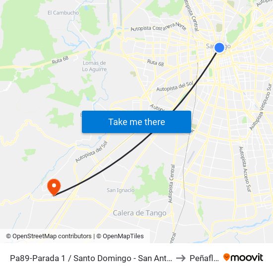 Pa89-Parada 1 / Santo Domingo - San Antonio to Peñaflor map