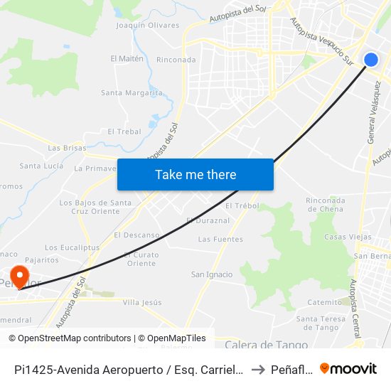 Pi1425-Avenida Aeropuerto / Esq. Carriel Sur to Peñaflor map