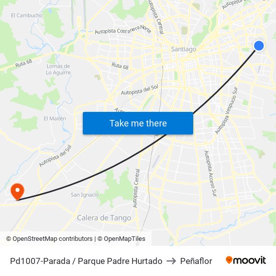 Pd1007-Parada / Parque Padre Hurtado to Peñaflor map