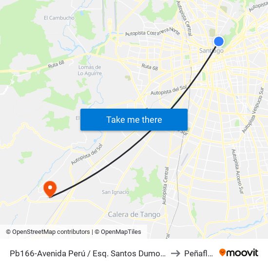 Pb166-Avenida Perú / Esq. Santos Dumont to Peñaflor map