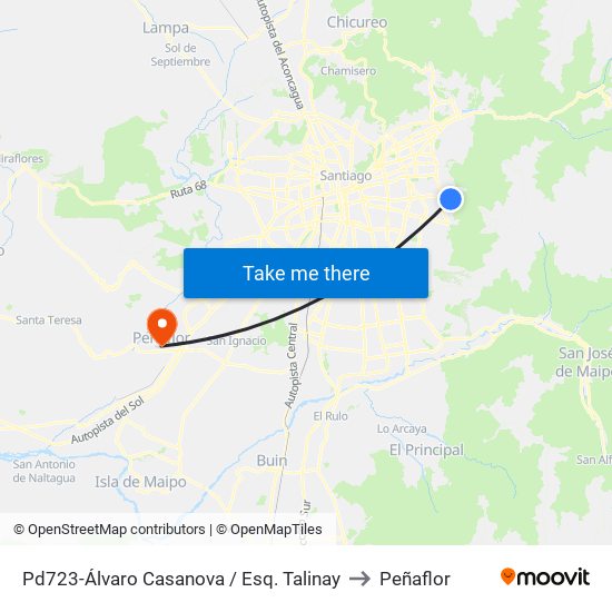 Pd723-Álvaro Casanova / Esq. Talinay to Peñaflor map
