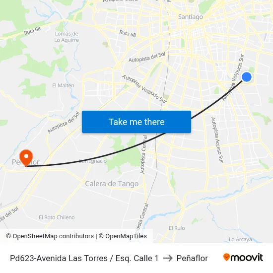 Pd623-Avenida Las Torres / Esq. Calle 1 to Peñaflor map